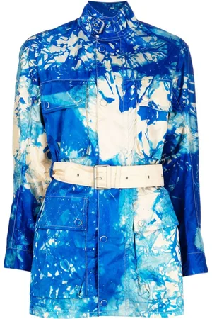 Stain Shade Belted tie dye-print jacket