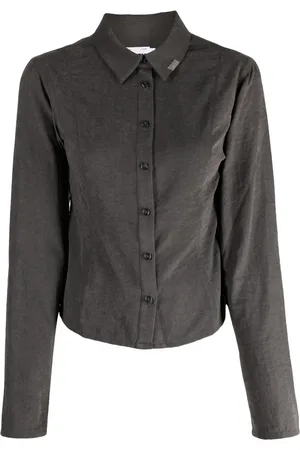 Izzue Logo-plaque pointed-collar long-sleeve shirt