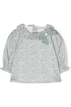 PATACHOU Floral-print ruffle-collar cotton blouse