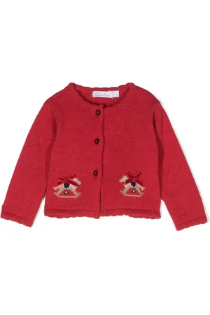 PATACHOU Bow-detail intarsia-knit cardigan
