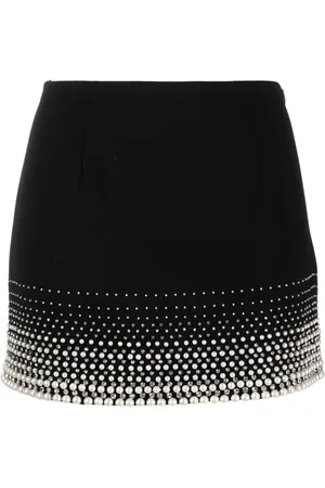 Elisabetta Franchi Pearl-embellished crepe miniskirt