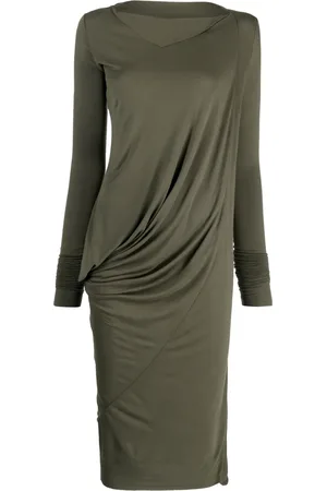 Rick Owens Slash-neck ruched midi dress