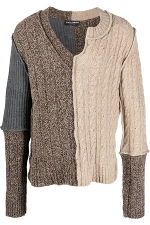 Dolce & Gabbana Asymmetric-neck patchwork jumper