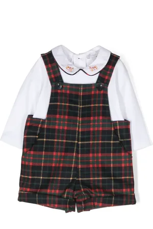 PATACHOU Embroidered-motif tartan-pattern shorties