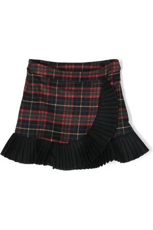 PATACHOU Tartan-check ruffle-detail miniskirt