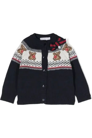 PATACHOU Bow-detail intarsia-knit cardigan