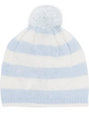 PATACHOU Pompom striped knitted beanie