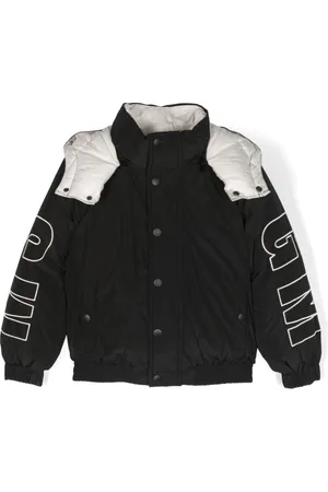 Msgm Logo-embroidered two-tone puffer jacket