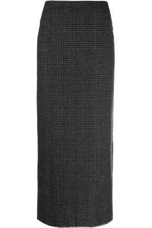 YOHJI YAMAMOTO Check-pattern wool blend pencil skirt