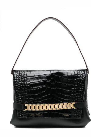 Victoria Beckham Classic Chain embossed-crocodile clutch bag