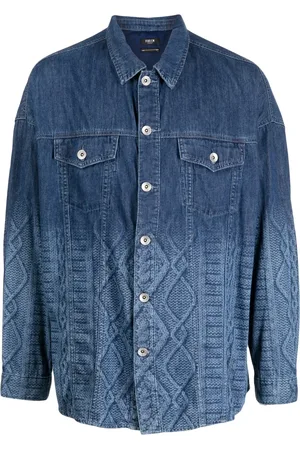 FIVE CM Cable knit-print denim shirt