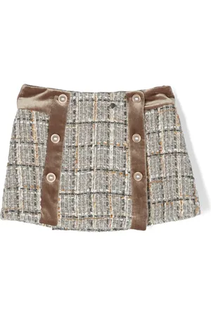 PATACHOU Check-pattern panelled tweed skirt