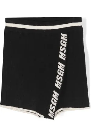 Msgm Logo-intarsia ribbed-knit skort