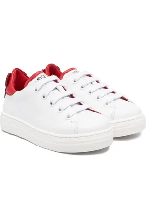 Moschino Teddy-patch contrast-trim leather sneakers