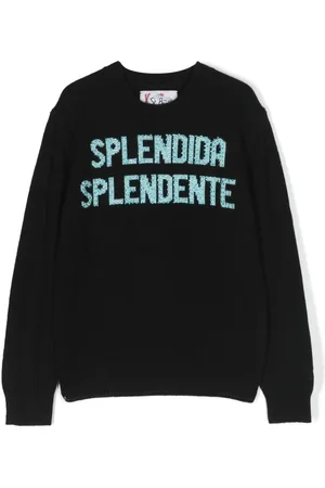 MC2 SAINT BARTH Rhinestone-embellished slogan-intarsia jumper