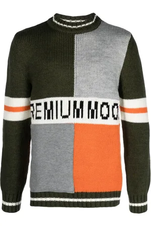 PMD Panelled intarsia-knit jumper