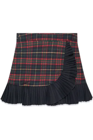 PATACHOU Tartan-pattern ruffled skirt