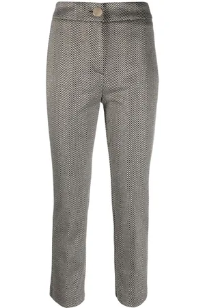 Liu Jo Tailored chevron-knit cropped trousers