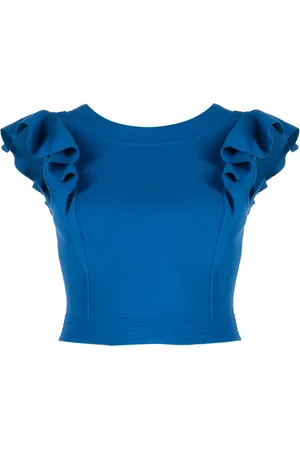 Liu Jo Ruffled crop knitted top