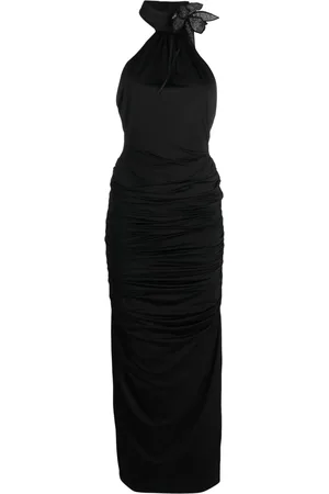 GIUSEPPE DI MORABITO Floral-appliqué halterneck gown
