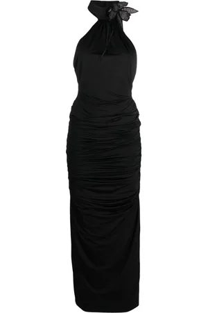 GIUSEPPE DI MORABITO Floral-appliqué halterneck gown