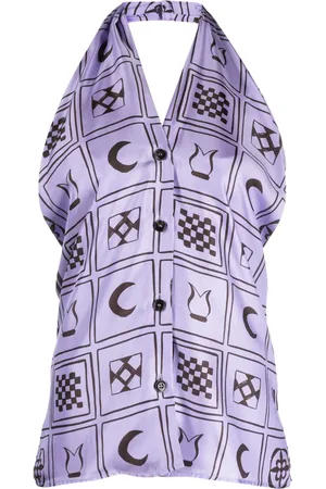 Nanushka Elima Totem-print halterneck top