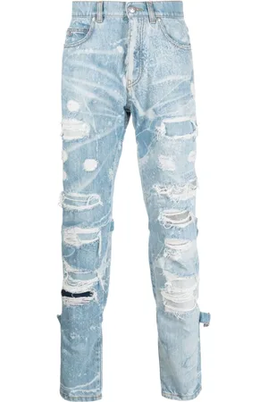 John Richmond Ripped-detail mid-rise skinny jeans