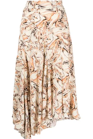 Isabel Marant Graphic-print asymmetric silk midi skirt