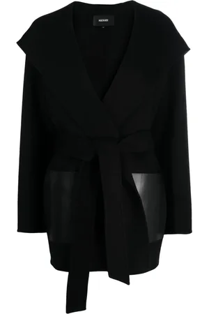 Mackage Leather-pockets wool hooded coat