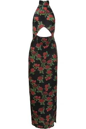 AMIR SLAMA Cut-out floral-pattern maxi dress