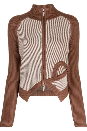 Feng Chen Wang Logo intarsia-knit ribbed-knit cardigan