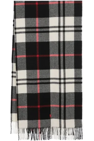 Ralph Lauren Herringbone-plaid fringed scarf