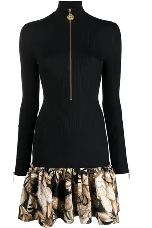Roberto Cavalli Leo Flogia-print ribbed-knit dress