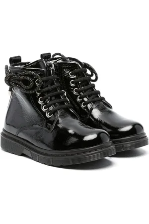 MONNALISA Lace-up patent leather ankle boots