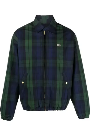 Drôle de Monsieur Tartan-print zip-up jacket