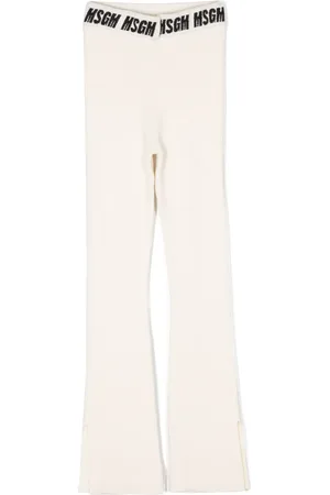 Msgm Intarsia knit-logo ribbed trousers