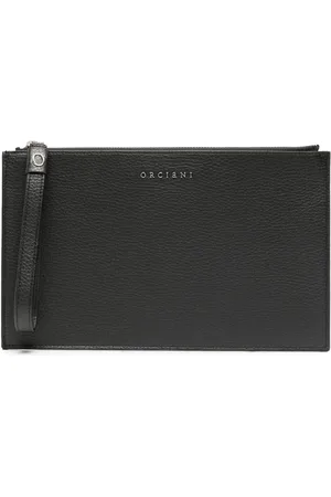 Orciani Logo-lettering leather clutch