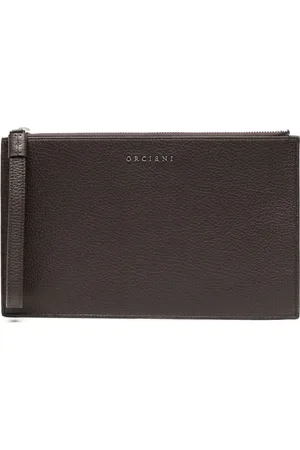 Orciani Logo-lettering leather clutch