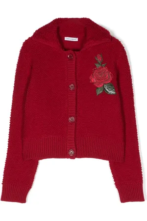 Dolce & Gabbana Rose-embroidered spread-collar cardigan