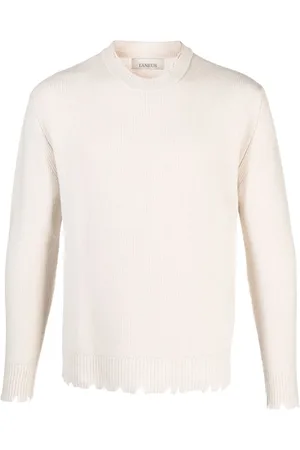 LANEUS Distressed crew-neck wool jumper