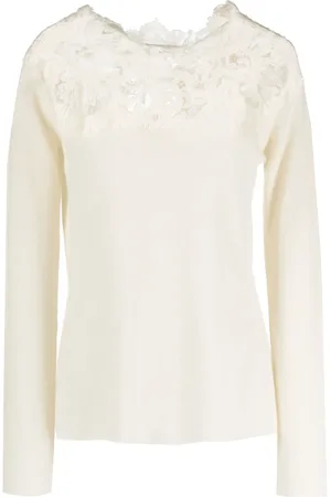ERMANNO SCERVINO Corded-lace cashmere sweatshirt