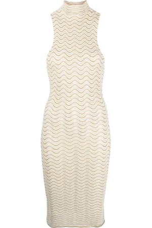 Isa Boulder Cactus pointelle-knit midi dress