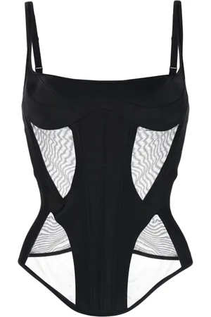 MUGLER Illusion semi-sheer corset top