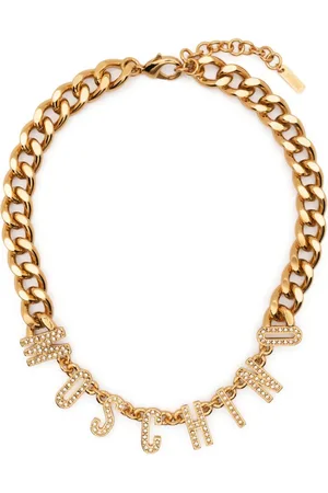 Moschino Logo crystal-embellished chain necklace
