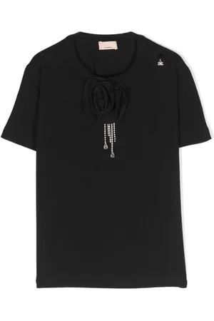 Elisabetta Franchi Floral-appliqué stretch-cotton T-shirt