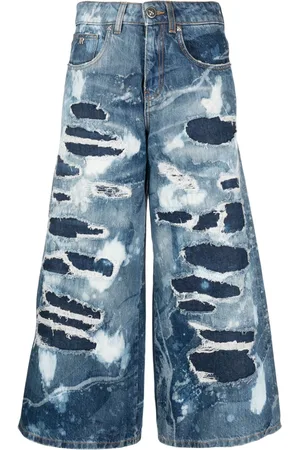 John Richmond Logo-patch mid-rise wide-leg jeans