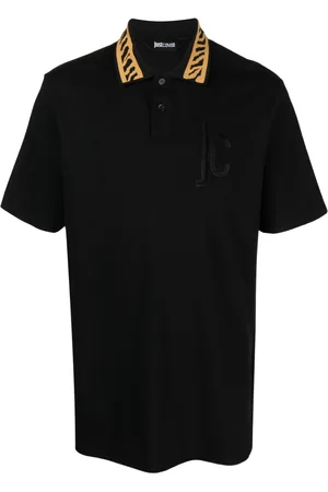 Roberto Cavalli Chenille logo-patch cotton polo shirt
