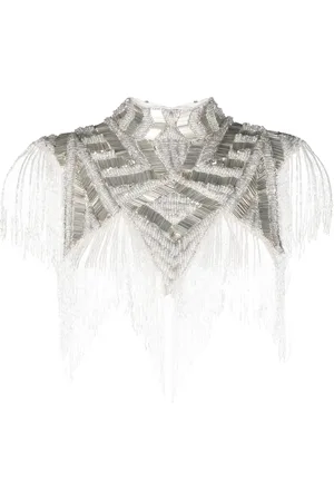 Atu Body Couture Bead-embellished fringed cape top