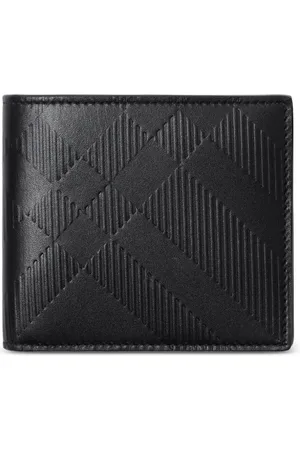 Burberry Embossed-check leather wallet
