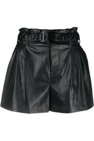 DKNY Logo-buckle faux-leather shorts